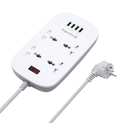 Сетевой фильтр питания ColorWay 4 розетки/4USB White 1.8м (1QC3.0 + 3 AUTO ID) (CW-CHU44QW) (U0470303)