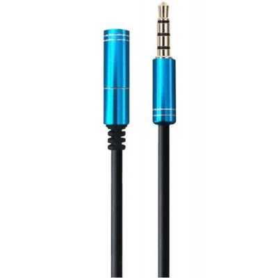 Кабель мультимедийный Maxxter 3.5 мм jack M to F 1.0m 4-pin (A-3434-1m) (U0579976)