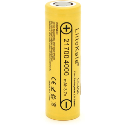 Аккумулятор 21700 4000mah (4000-4300mah), 25A, 3.7V (2.5-4.2V), Yellow, PVC BOX Liitokala (Lii-40A / 23385) (U0834185)