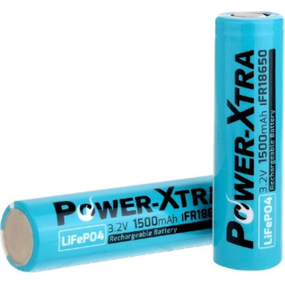 Аккумулятор 18650 1500mAh LiFePO4 IFR18650, 3.2V, FlatTop, blue Power-Xtra (PX-IFR18650 / 29743) (U0851910)