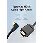 Кабель мультимедийный USB-C 3.1 to HDMI 1.5m 90° 4K 60 Гц PVC Black Vention (CGVBG) (U0955461)