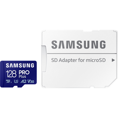 Карта памяти Samsung 128 GB microSDXC Pro Plus UHS-I U3 V30 A2 Class 10 + SD-adapter (MB-MD128SA/EU) (U0970703)