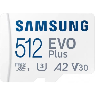 Карта памяти Samsung 512 GB microSDXC Class 10 UHS-I U3 V30 A2 EVO Plus+SD Adapte (MB-MC512SA/EU) (U1032365)