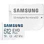 Карта памяти Samsung 512 GB microSDXC Class 10 UHS-I U3 V30 A2 EVO Plus+SD Adapte (MB-MC512SA/EU) (U1032365)